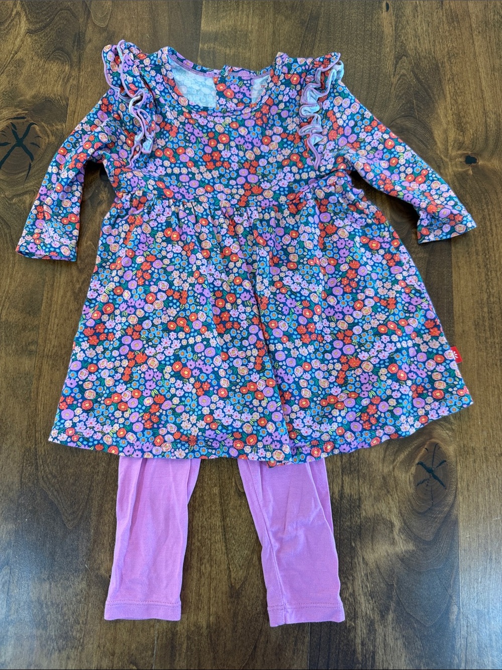 Magnetic Me Floral Onesie in Navy with Pink & Orange Flowers